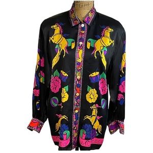 Escada Multicolor By Margarethe Ley Silk Circus Blouse